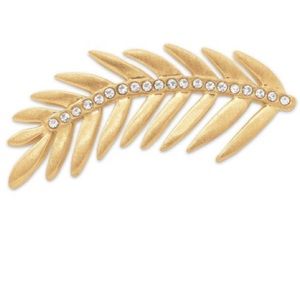 Palm leaf pave rhinestone brushed gold charm